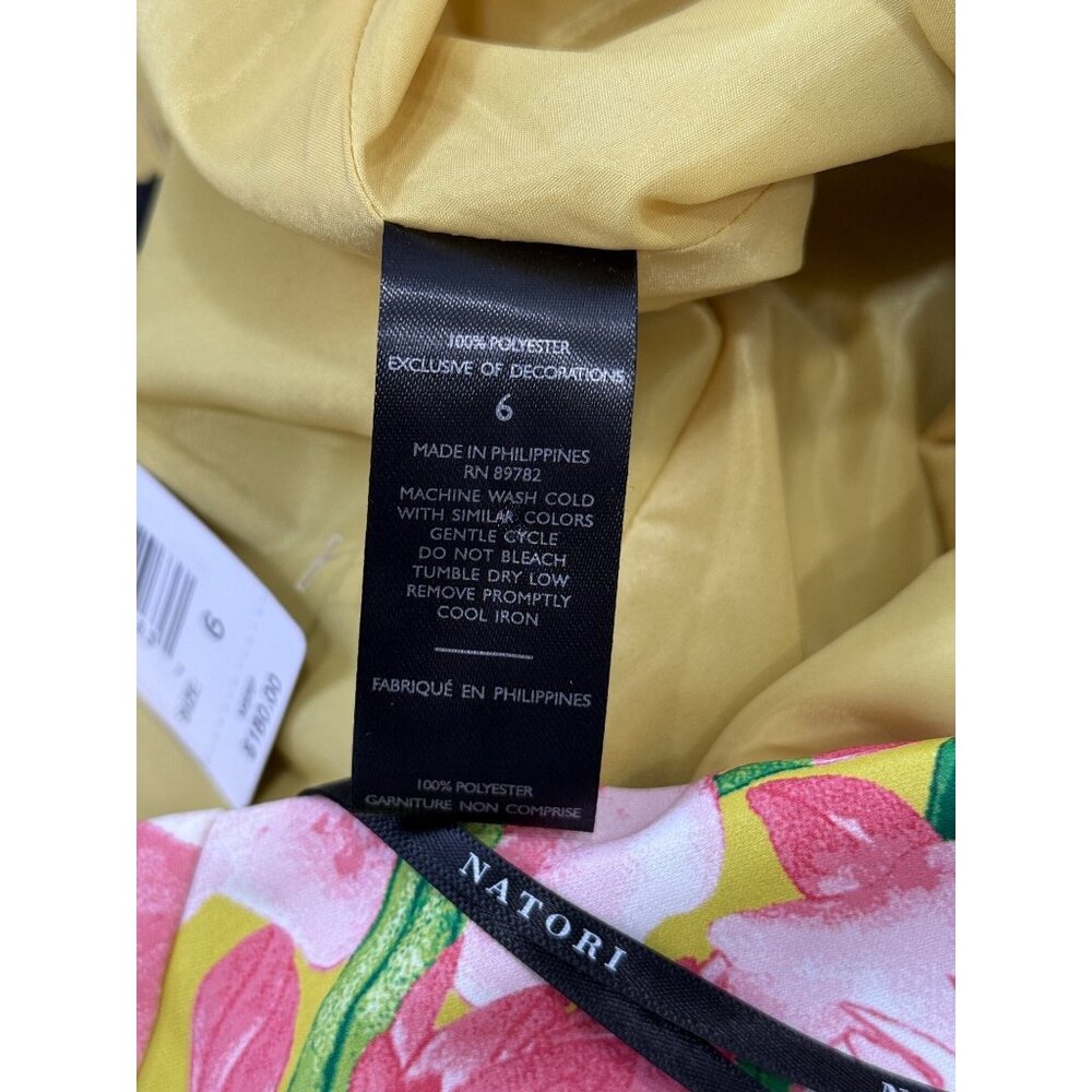 Natori Passion Peony Floral Halter Dress Tropical Green Pink Womens Size 6 NEW - Picture 7 of 7